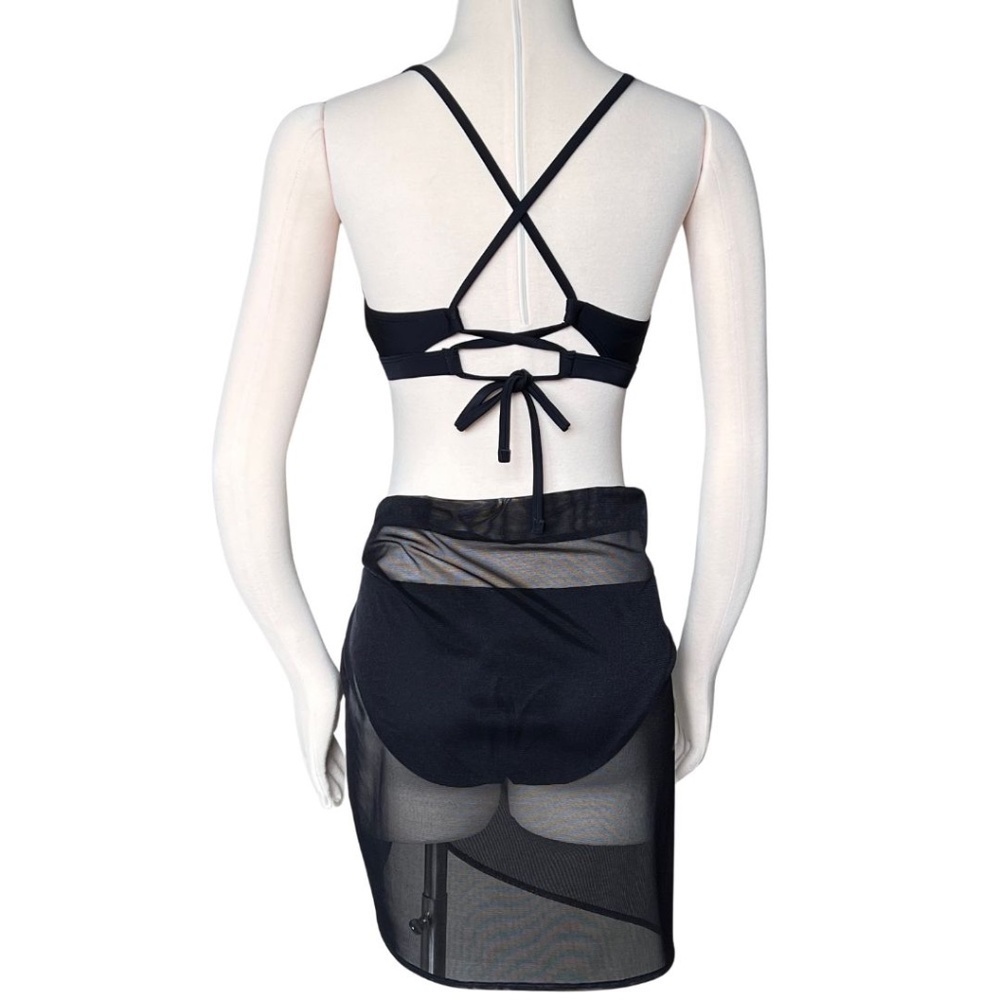 Anne Cole Sheer Chiffon Black Sarong Swimsuit Cover Up One Size - Picture 4 of 6